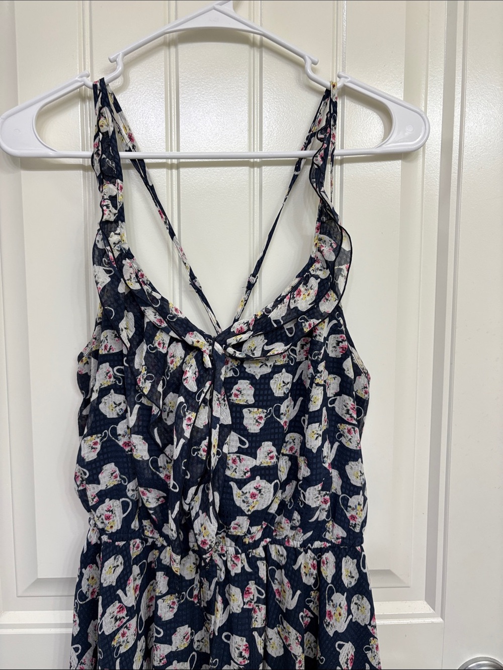 Disney x Lauren Conrad Alice in Wonderland Teapot Navy Floral Print Summer Dress - Picture 2 of 10